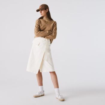 Lacoste Cotton And Wool Wrap Skirt - Sukně Dámské Bílé | CZ-TkMGvw